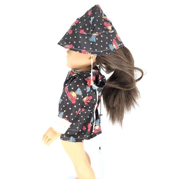 Unbranded Black & White Polka Dot Raincoat Rain Jacket / Mac for 18" Dolls - GUC - Picture 4 of 9